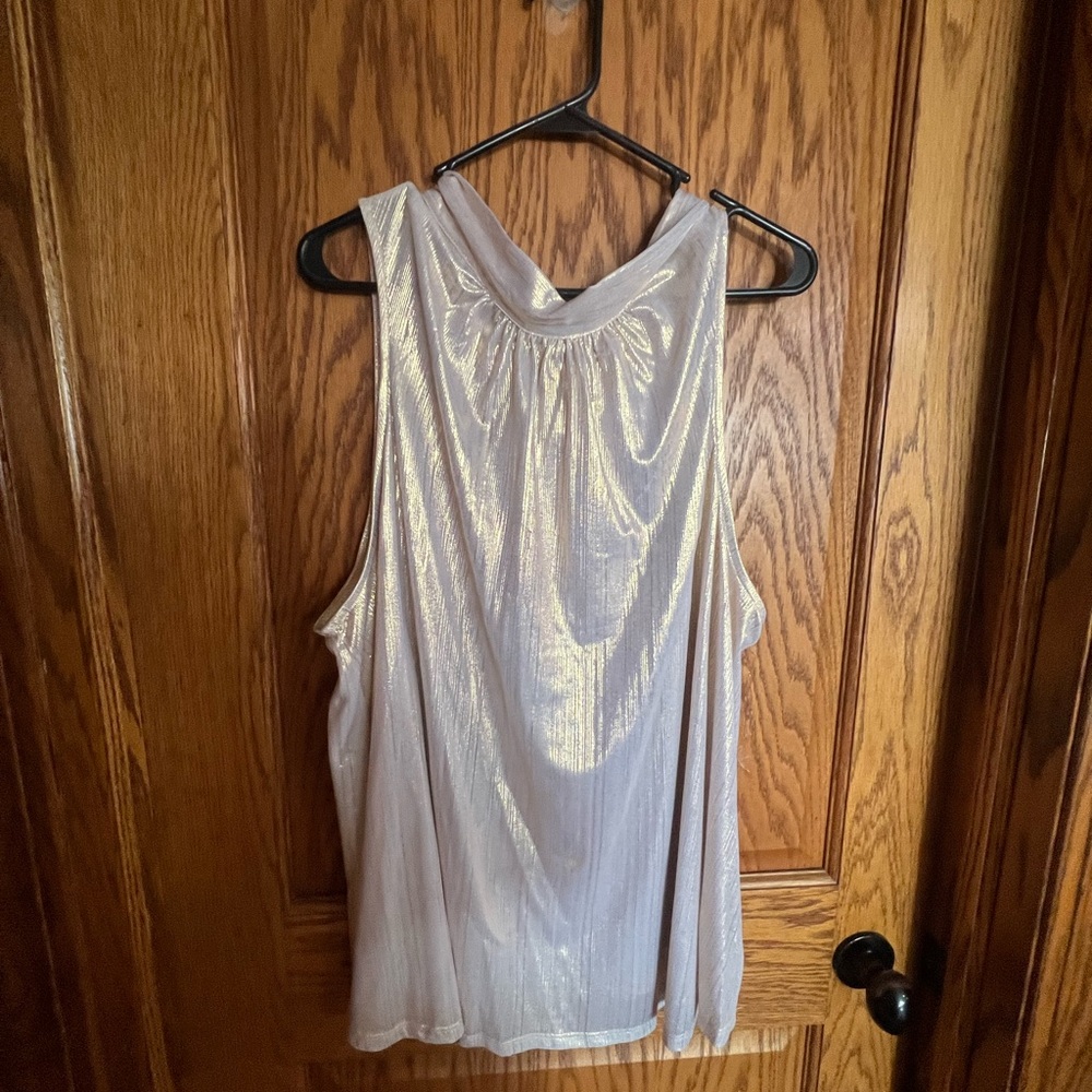 Plus Size Elegant Silver Sleeveless Top